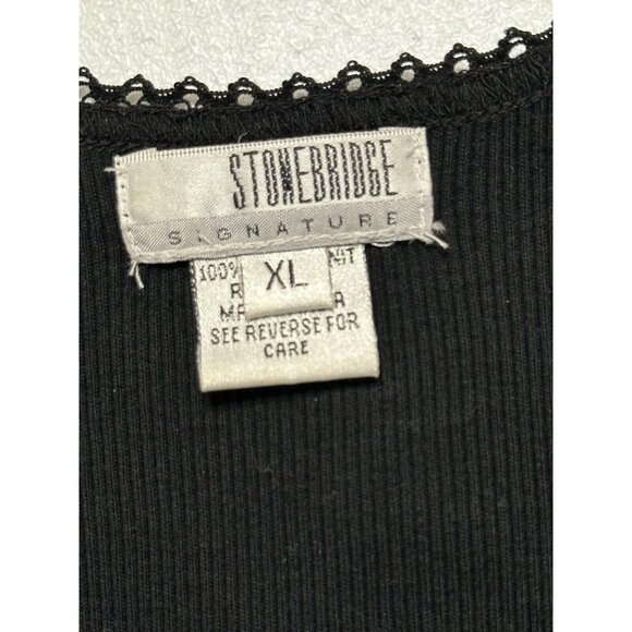 Stonebridge Signature Black Sleeveless Knit Tank Top‎ Sequins Beaded Floral XL - Picture 5 of 8
